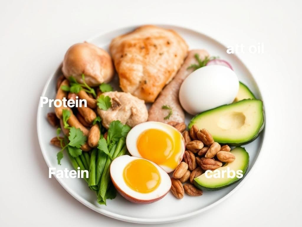 Macro-focused nutrition with protein, healthy fats, and minimal carbs