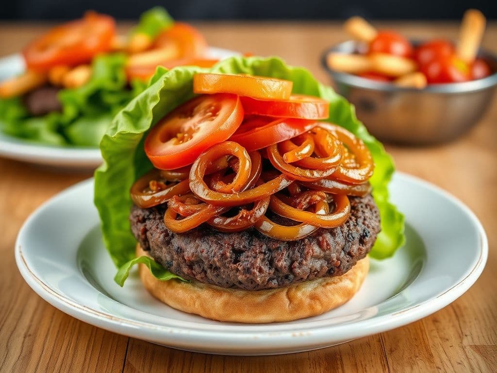 Bison Burgers with Caramelized Onions