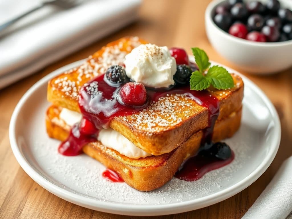 Stuffed French Toast with Berry Compote
