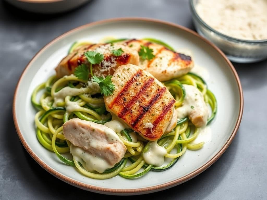 Keto Chicken Alfredo with Zucchini Noodles