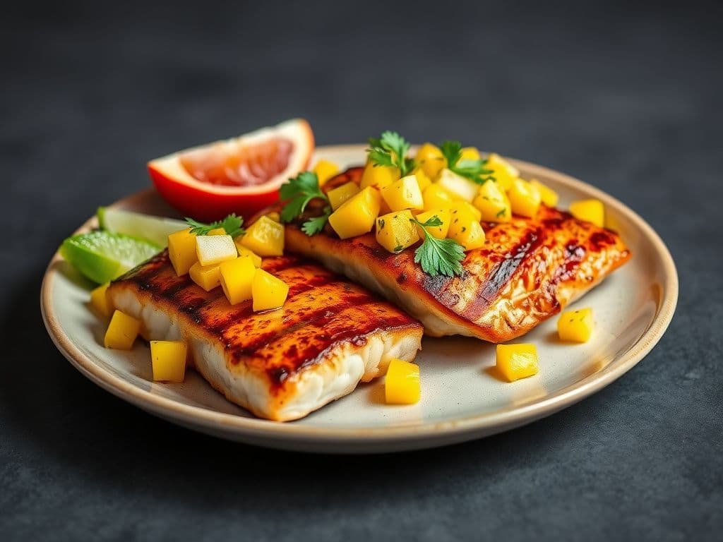 BBQ Swordfish Steaks with Mango Salsa