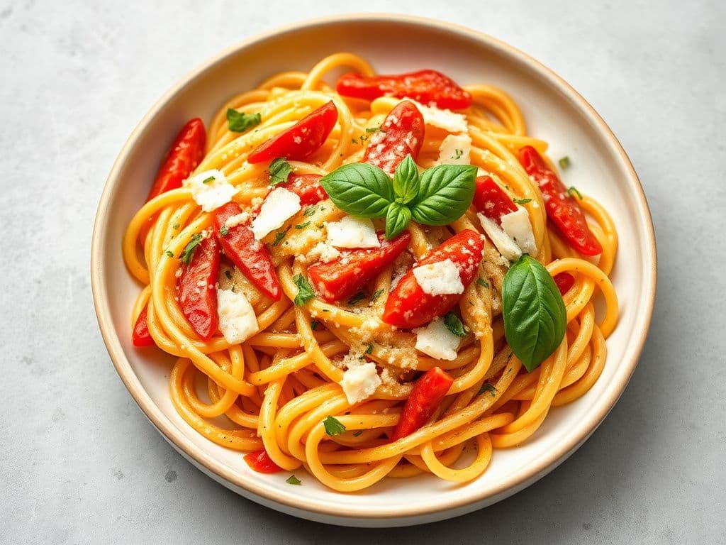 Creamy Roasted Red Pepper Gluten Free Pasta