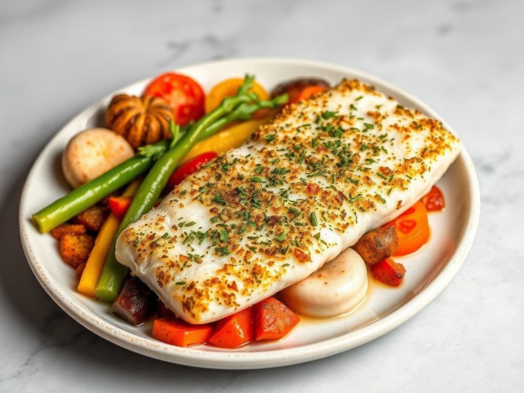 Herb-Crusted Cod with Roasted Vegetables
