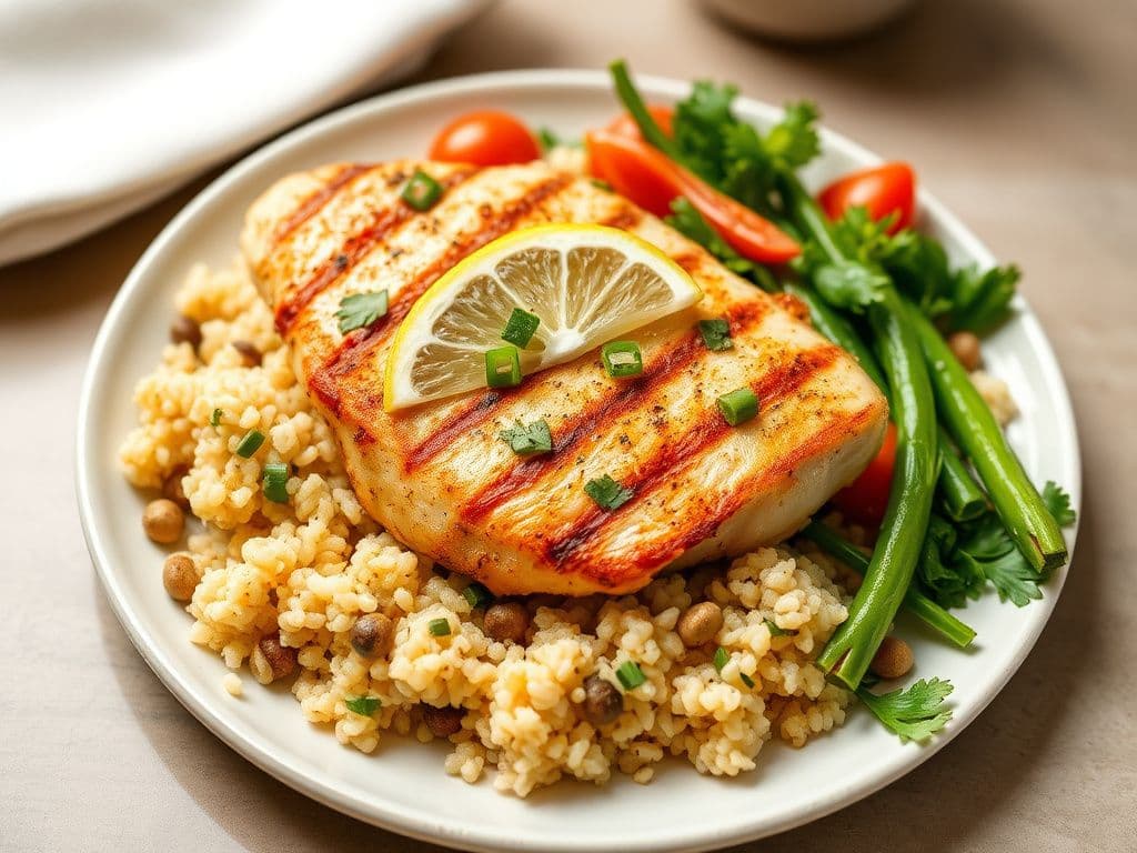 Lemon Garlic Grilled Chicken with Quinoa