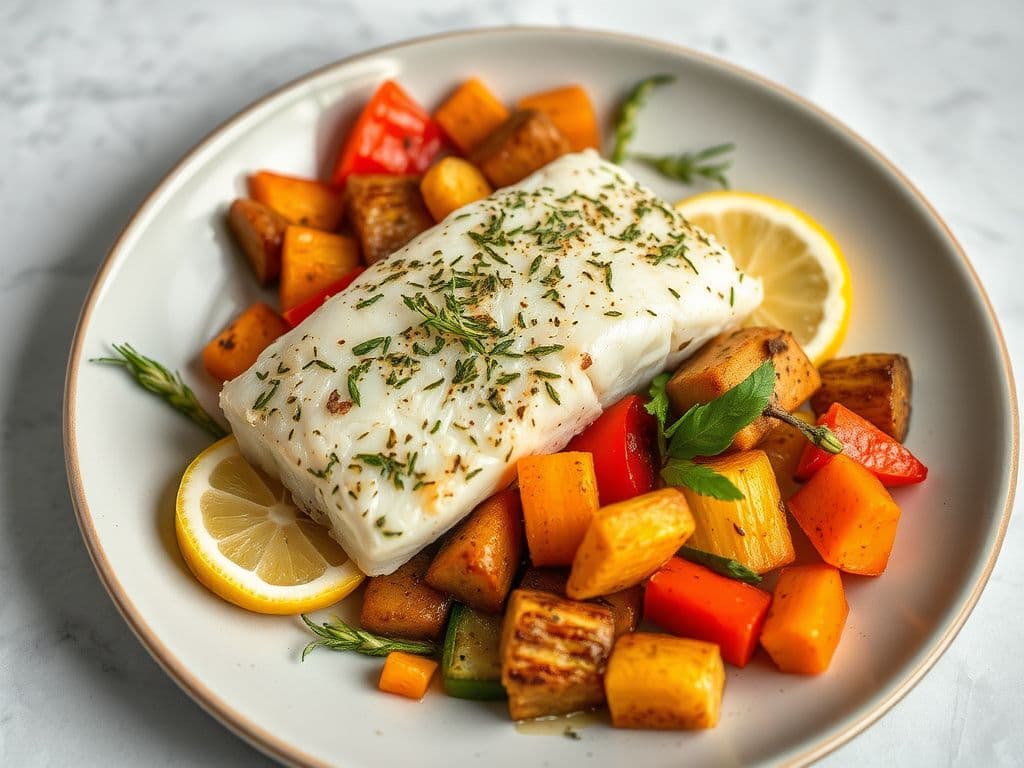 Lemon Herb Baked Cod with Roasted Vegetables