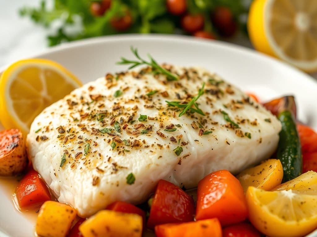 Lemon Herb Cod with Roasted Vegetables