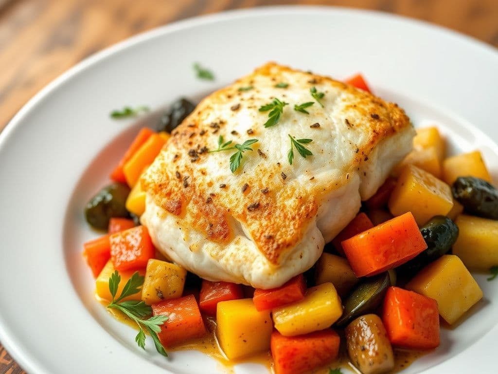 Mediterranean Baked Cod with Roasted Vegetables