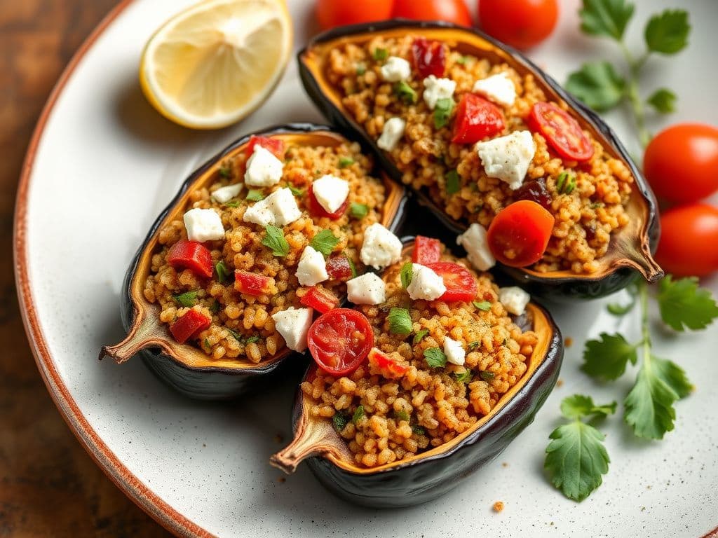 Mediterranean Stuffed Eggplant Boats