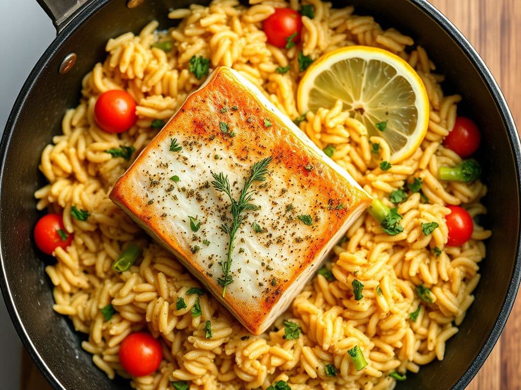 One-Pan Lemon Herb Salmon with Orzo