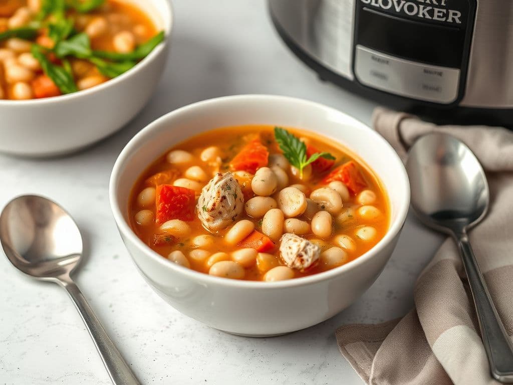 Slow Cooker Tuscan Chicken and White Bean Soup