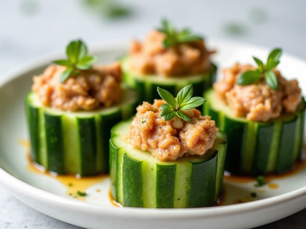 Tuna Stuffed Cucumber Bites