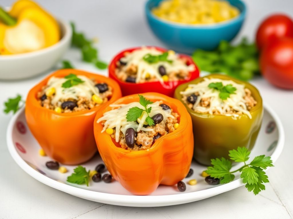 Turkey and Black Bean Stuffed Bell Peppers